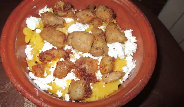 Kachamak with Feta Cheese and Pork Rinds