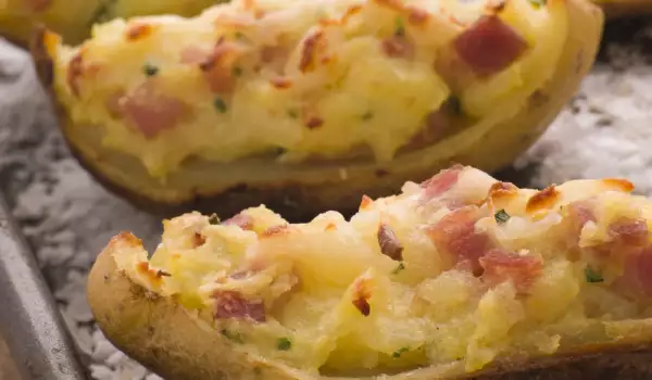 Baked Potatoes with Bacon and Brussels Sprouts