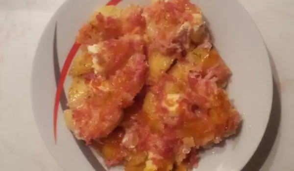 Baked Potatoes with Processed Cheese and Ham
