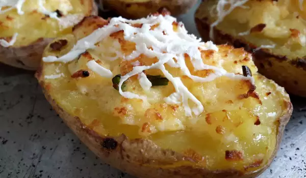 Stuffed Potatoes with Eggs, Feta Cheese and Onions