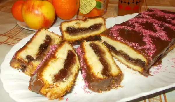 Cake with Jam and Chocolate Glaze
