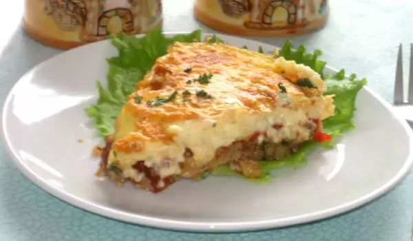 Moussaka with Mince, Peppers and Bechamel Sauce