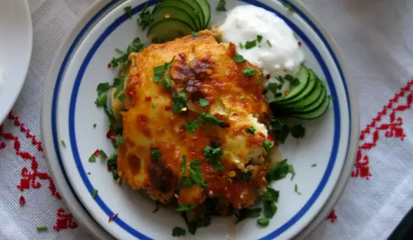 Moussaka with Bechamel, Eggs and Cheese