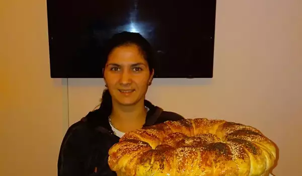Giant Round Loaf with Feta Cheese and Butter