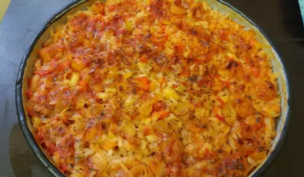 Oven-Baked Rice with Leeks and Tomatoes
