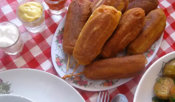 Breaded Corn Dogs on a Stick