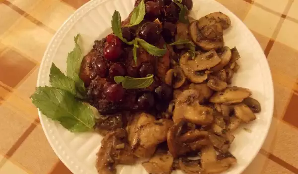 Pork Steaks with Mushrooms and Cherry Jam