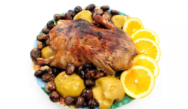 Roasted Goose with Apples and Prunes