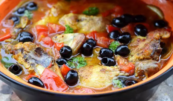 Onion Chicken Stew with Olives