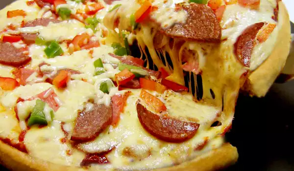 Pizza with Processed Cheese and Sausage