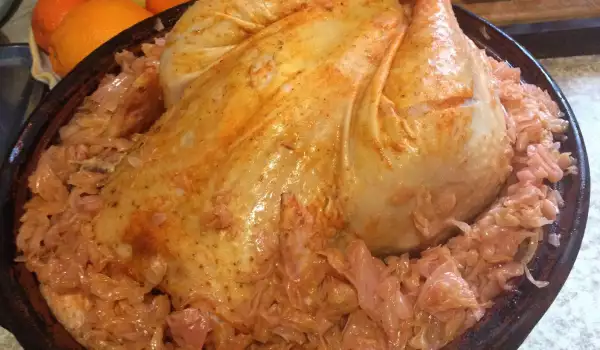 Stuffed Turkey on a Bed of Sauerkraut