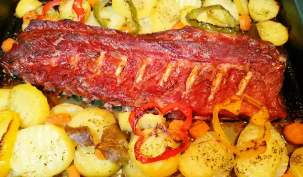 Pork Ribs with Vegetables in the Oven