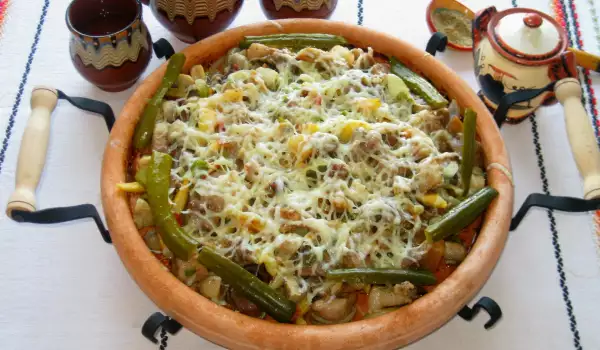 Saj with Pork and Vegetables in the Oven