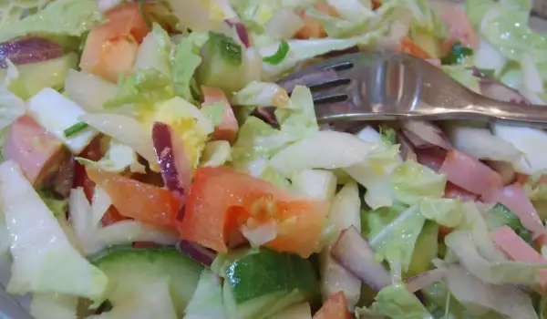 Salad with Chinese Cabbage and Sausage