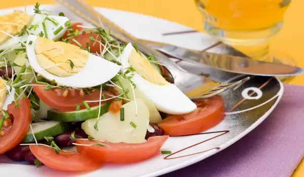 Salad with Tomatoes, Eggs and Sprouts