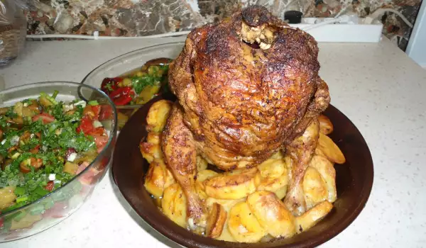 Chicken Sitting on Potatoes