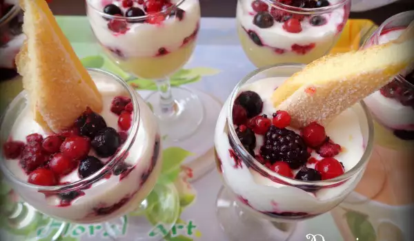 Cream Dessert with Fruits and Sour Cream