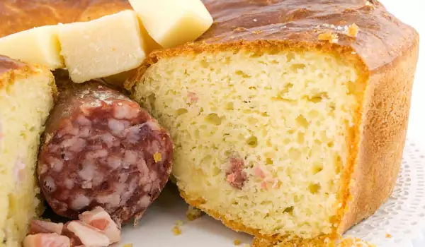 Salty Cake with Cheese and Sausage