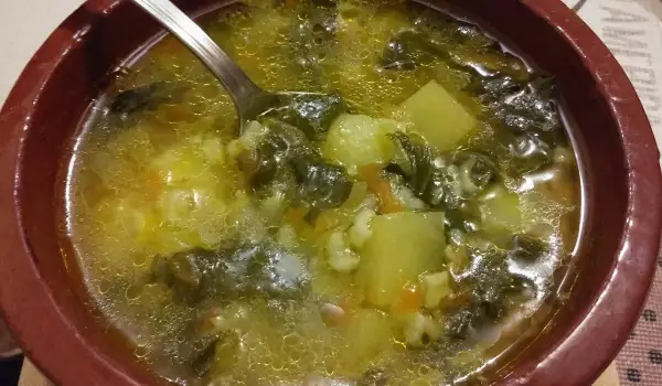 Spinach Soup with Potatoes and Rice