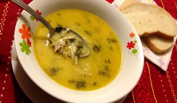 Spinach Soup with Chicken Meat