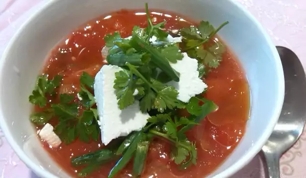 Cold Tomato Soup with Feta Cheese