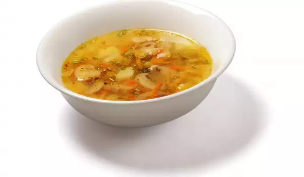 Colorful Soup with Fresh Mushrooms