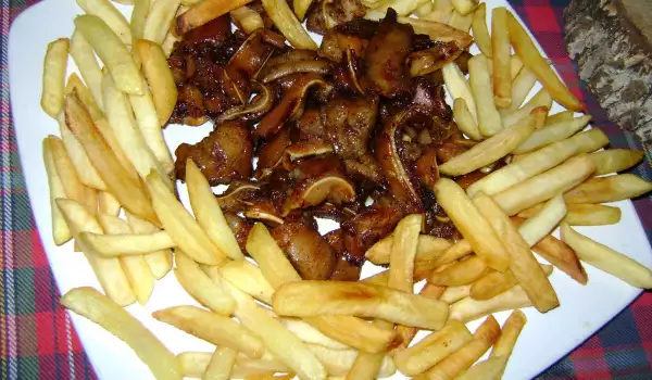 Pig Ears with Butter and Soy Sauce in a Pan