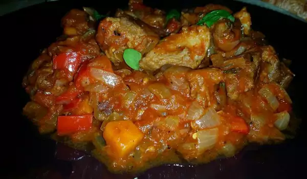 Pork with Tomatoes in a Pan