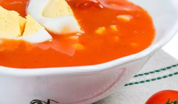 Cold Tomato Soup with Boiled Eggs